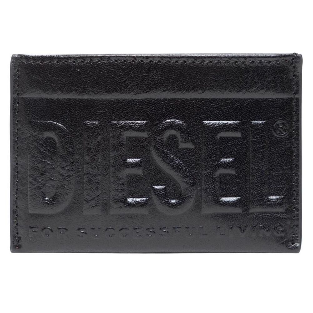 Diesel Easy 3D Logo Leather Card Holder / Black